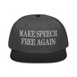 Make Speech Free Again High Crown Snapback Hat - Black / Charcoal gray / Headwear