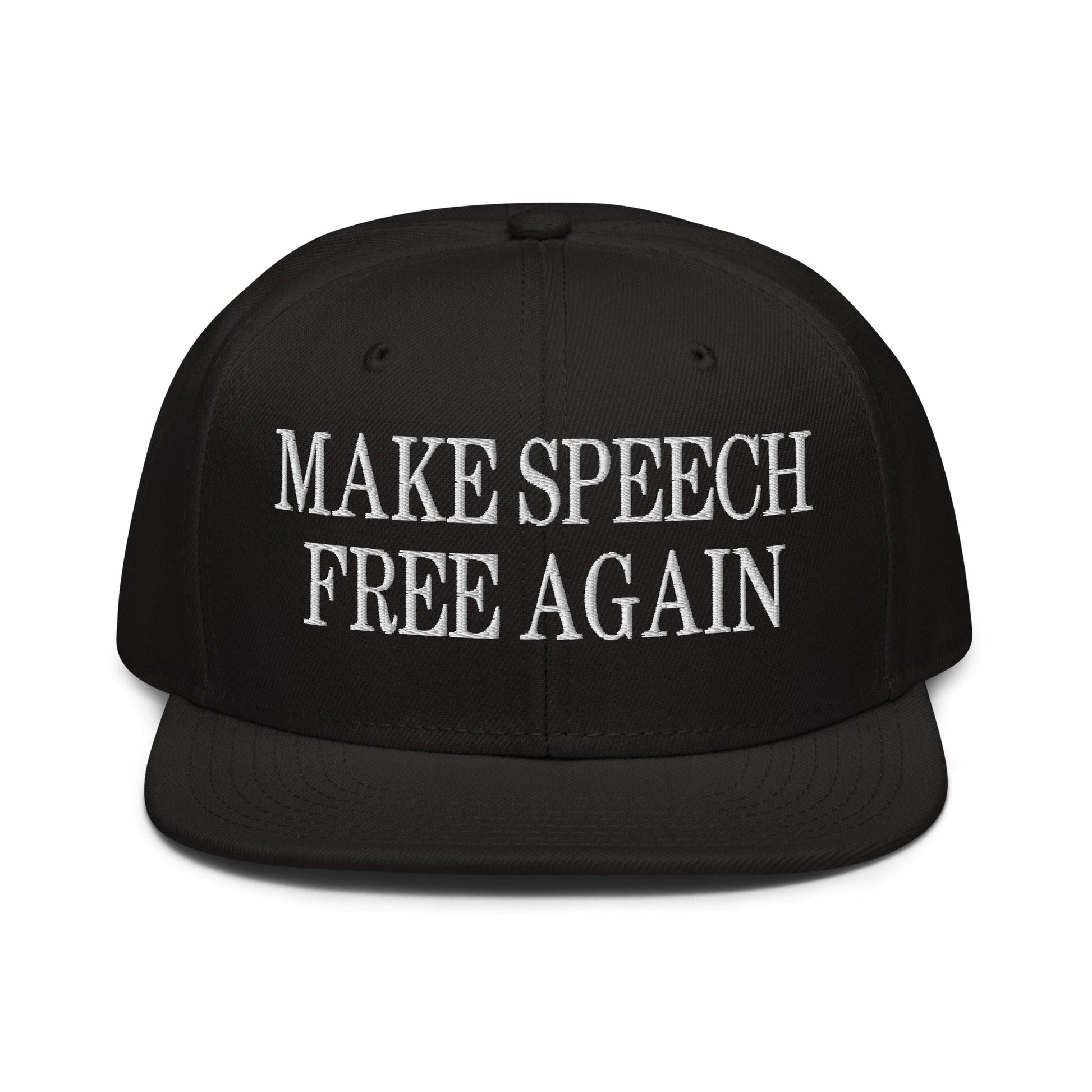 Make Speech Free Again High Crown Snapback Hat - Black - Headwear