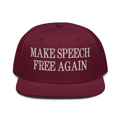 Make Speech Free Again High Crown Snapback Hat - Burgundy maroon - Headwear