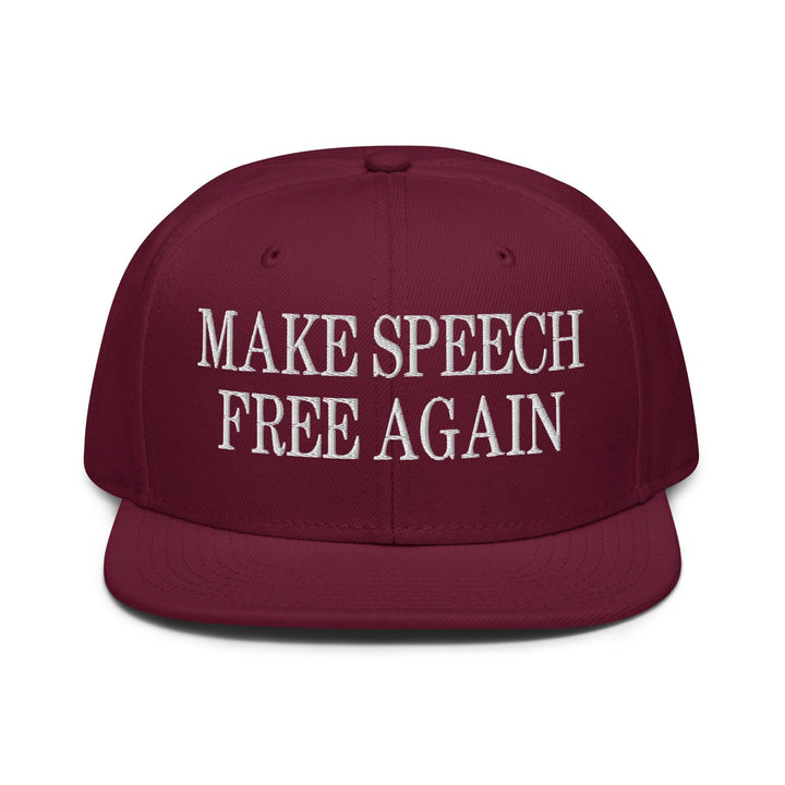 Make Speech Free Again High Crown Snapback Hat - Burgundy maroon