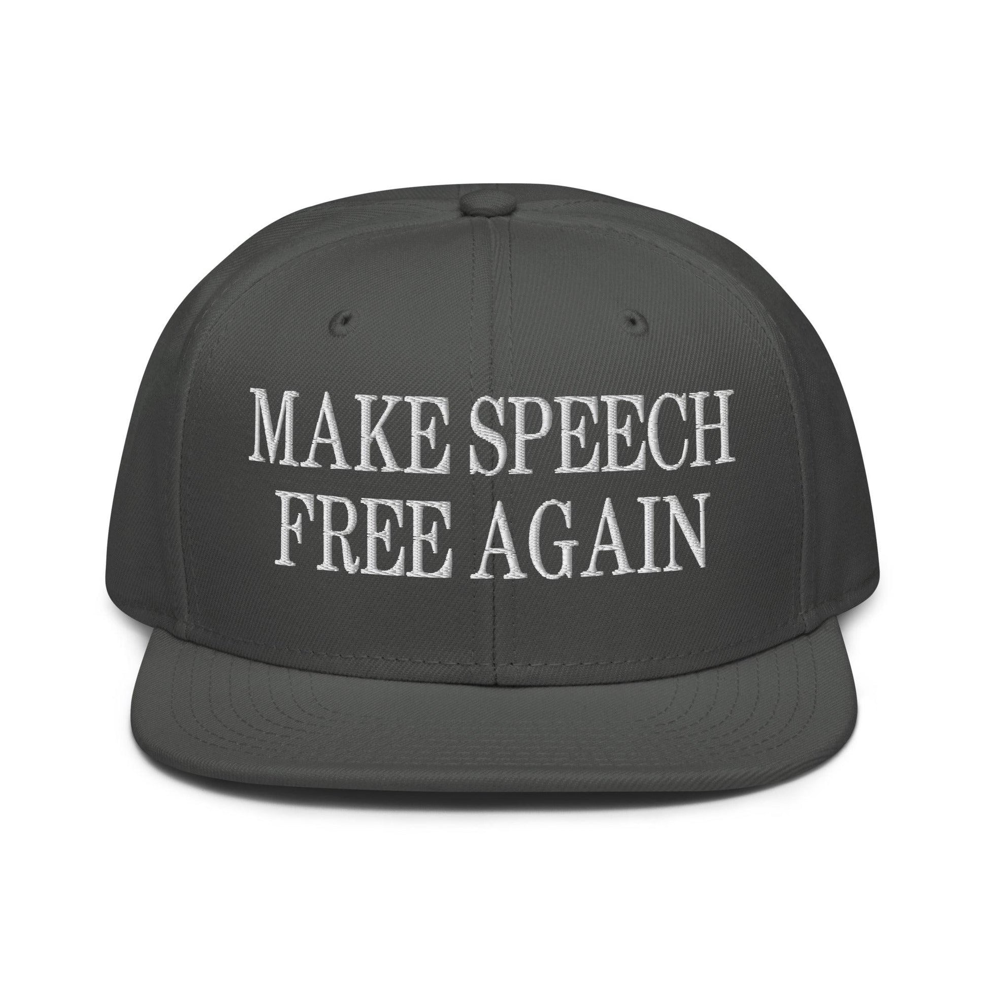 Make Speech Free Again High Crown Snapback Hat - Charcoal gray - Headwear