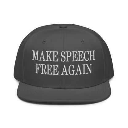 Make Speech Free Again High Crown Snapback Hat - Charcoal gray - Headwear
