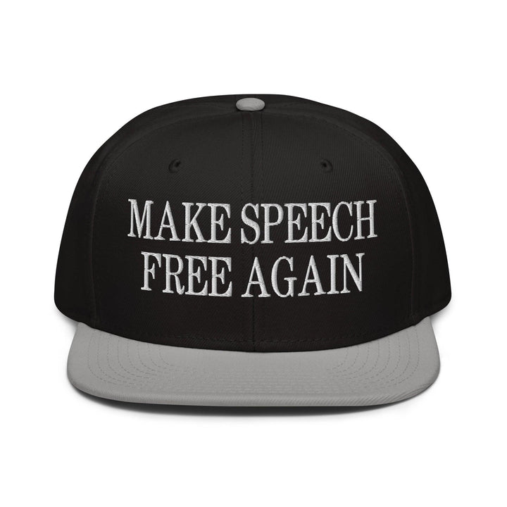 Make Speech Free Again High Crown Snapback Hat - Gray / Black / Black