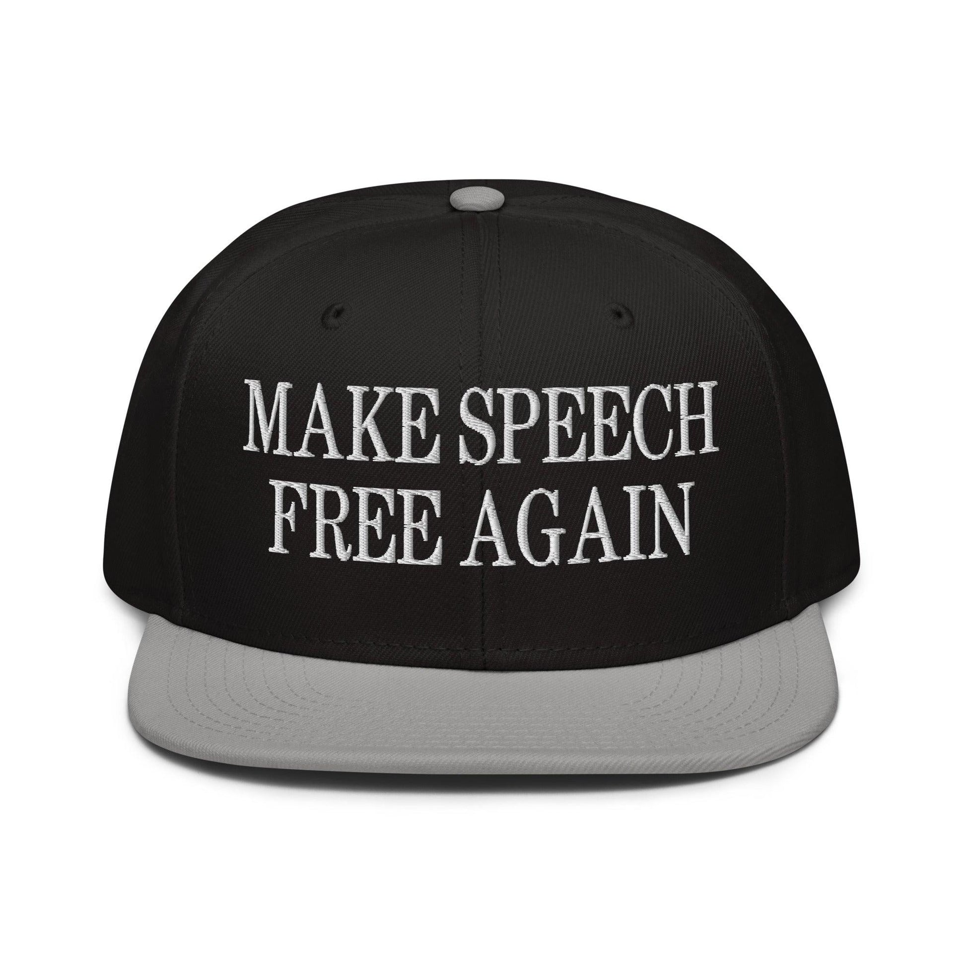 Make Speech Free Again High Crown Snapback Hat - Gray / Black / Headwear