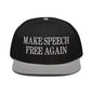 Make Speech Free Again High Crown Snapback Hat - Gray / Black / Headwear