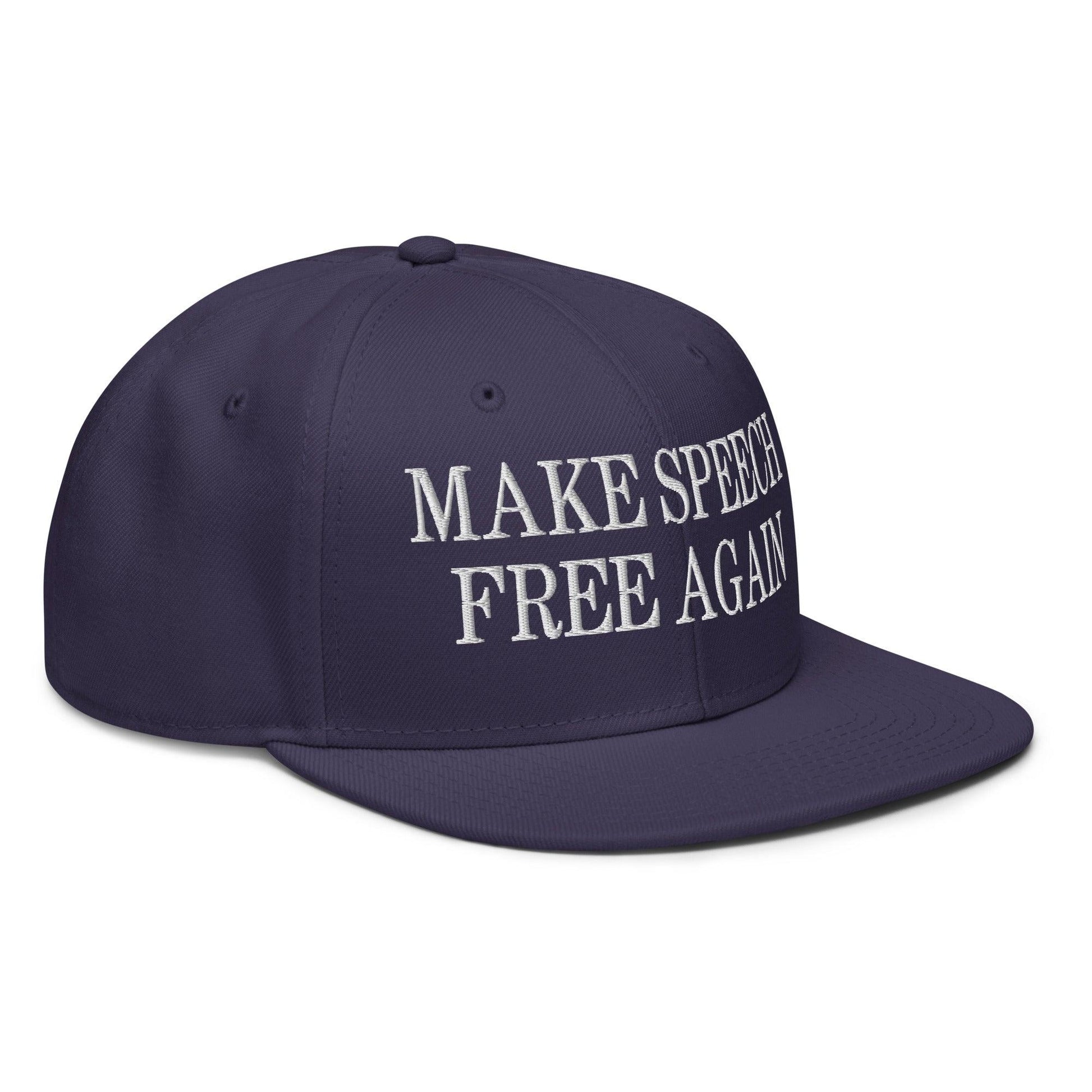 Make Speech Free Again High Crown Snapback Hat - Headwear