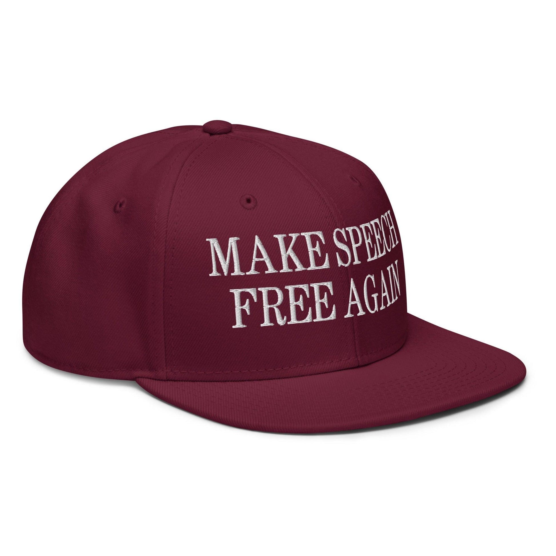 Make Speech Free Again High Crown Snapback Hat - Headwear