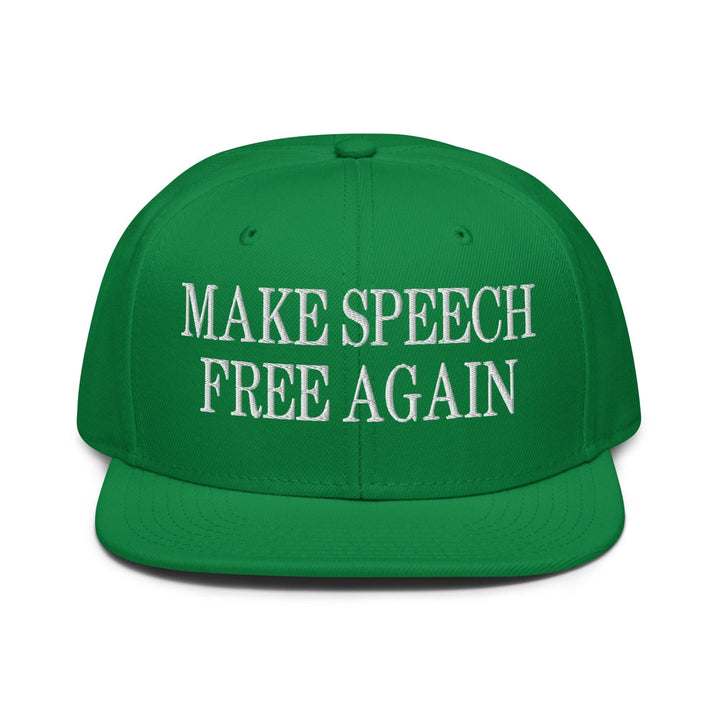 Make Speech Free Again High Crown Snapback Hat - Kelly Green