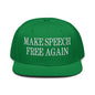 Make Speech Free Again High Crown Snapback Hat - Kelly Green - Headwear