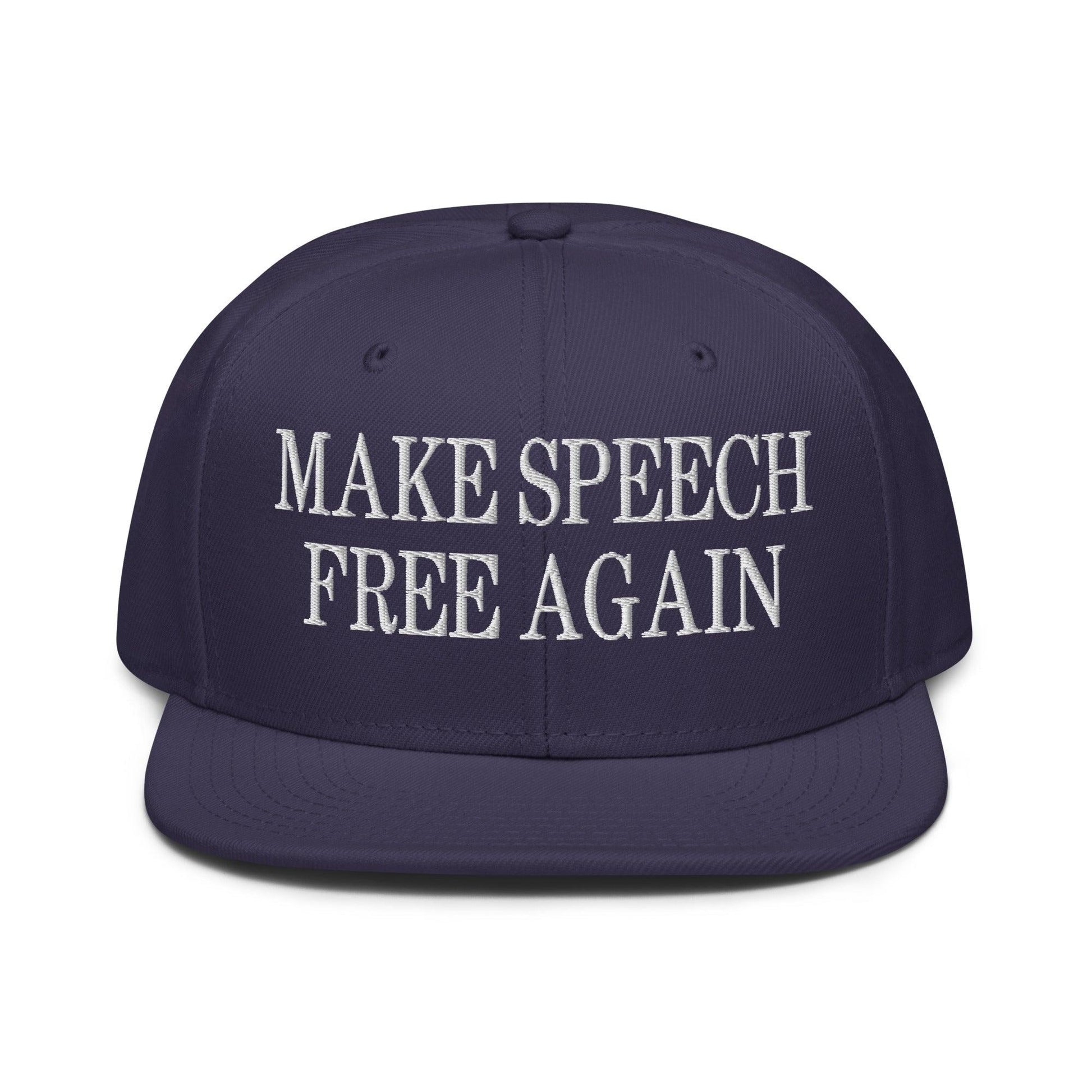 Make Speech Free Again High Crown Snapback Hat - Navy blue - Headwear