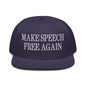 Make Speech Free Again High Crown Snapback Hat - Navy blue - Headwear
