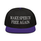 Make Speech Free Again High Crown Snapback Hat - Purple / Black / Headwear