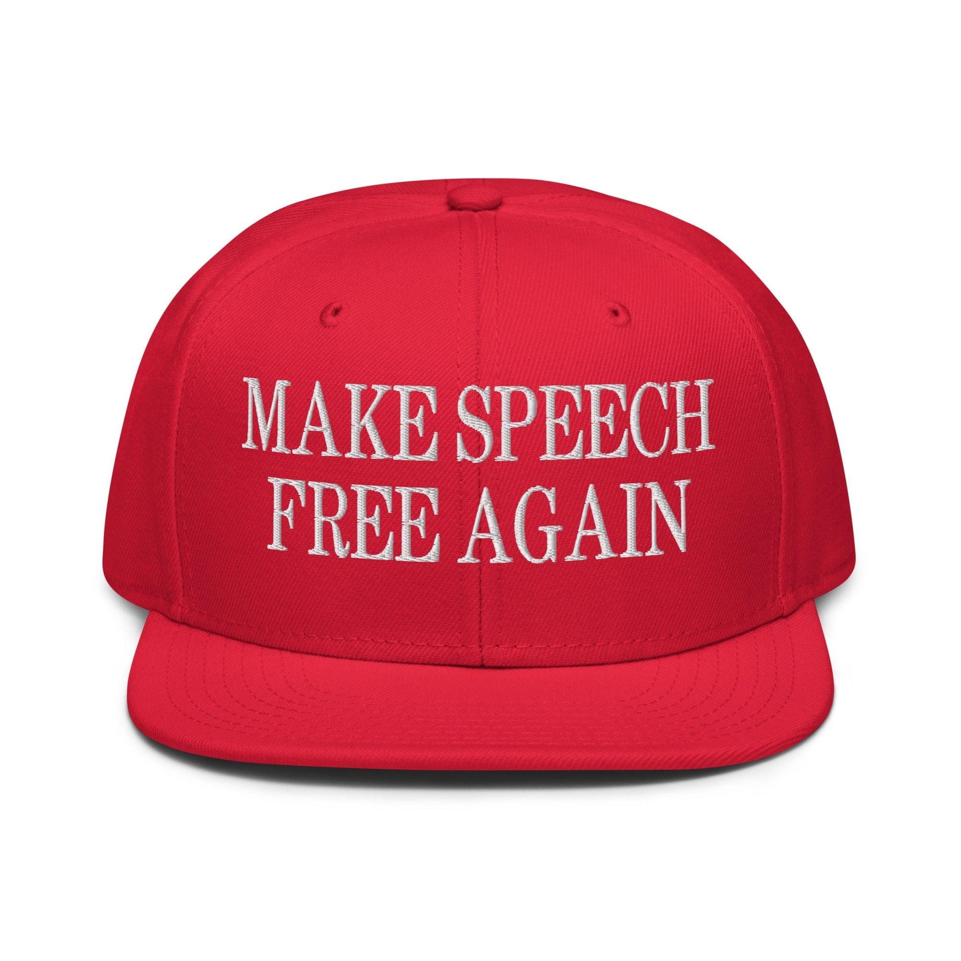 Make Speech Free Again High Crown Snapback Hat - Red - Headwear