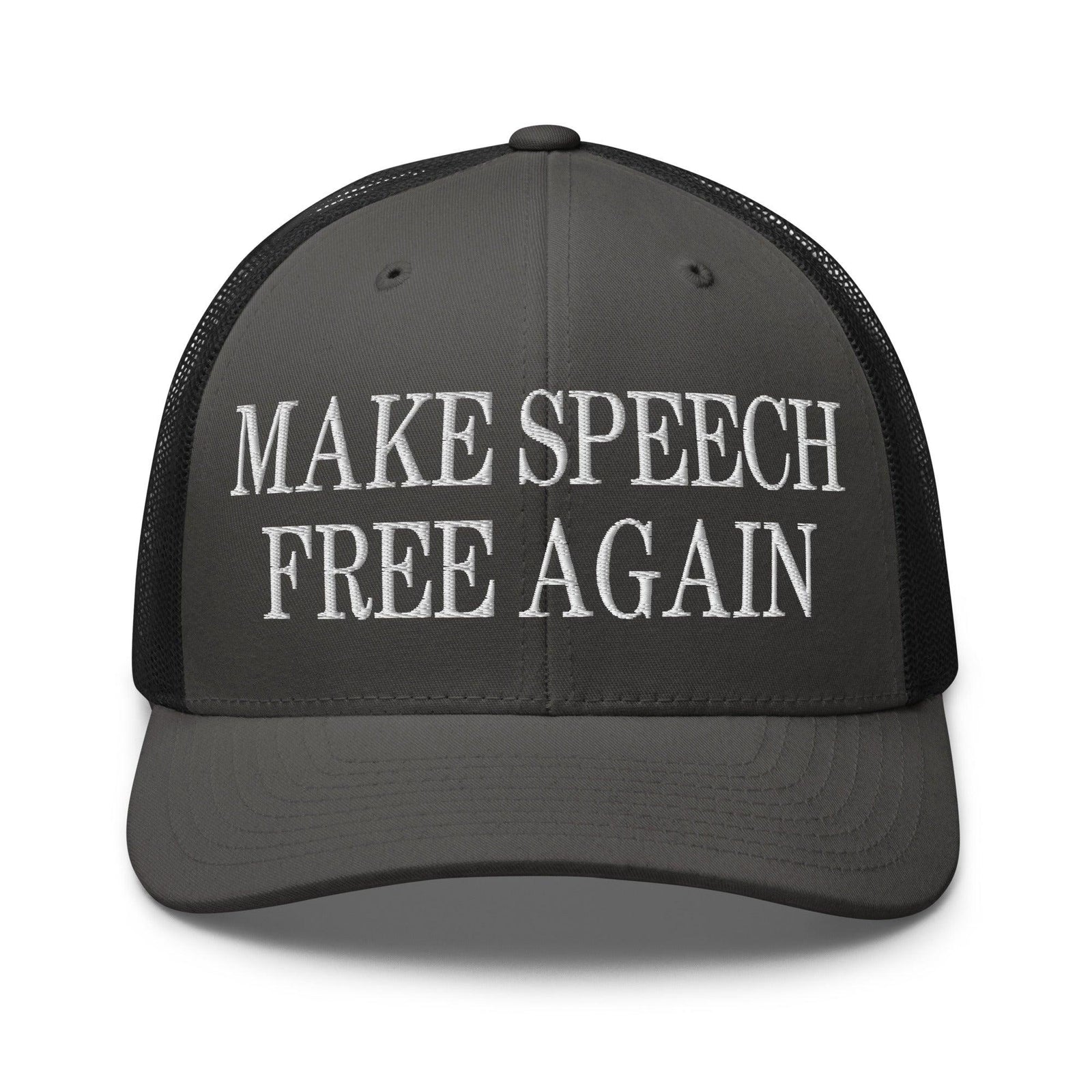 Make Speech Free Again Retro Trucker Hat - Charcoal/ Black