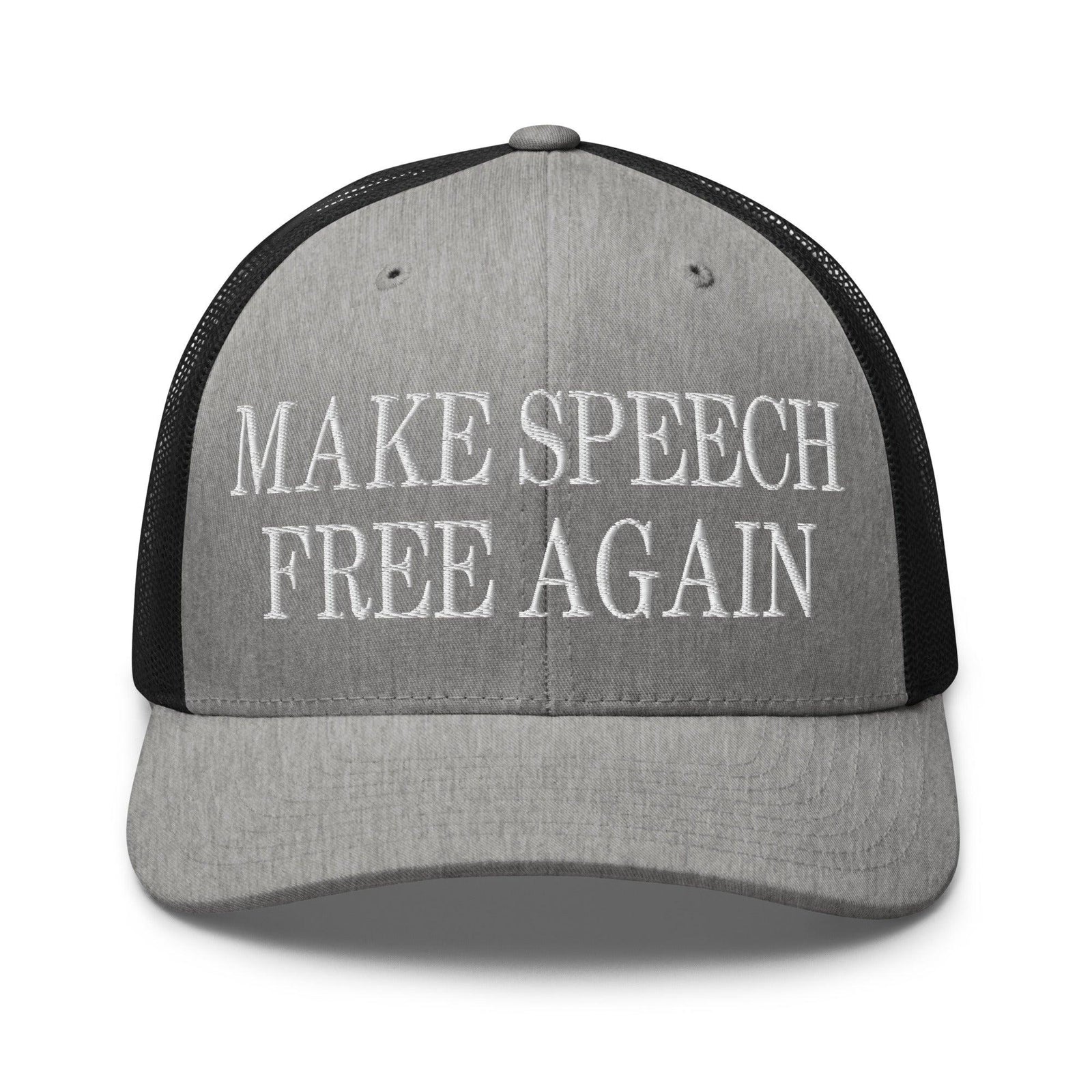 Make Speech Free Again Retro Trucker Hat - Heather/ Black