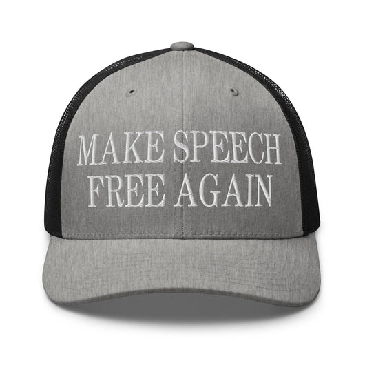 Make Speech Free Again Retro Trucker Hat - Heather/ Black