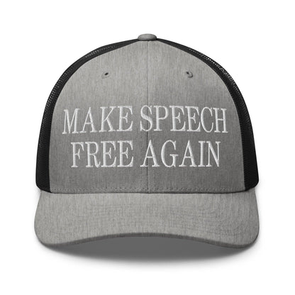 Make Speech Free Again Retro Trucker Hat - Heather/ Black - Headwear