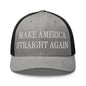Make Us Straight Again Embroidered Mesh Trucker Hat - Heather/ Black