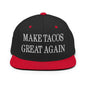 Make Tacos Great Again Embroidered Flat Bill Brim Snapback Hat - Black/ Red
