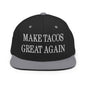 Make Tacos Great Again Embroidered Flat Bill Brim Snapback Hat - Black/ Silver