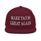 Make Tacos Great Again Embroidered Flat Bill Brim Snapback Hat - Maroon