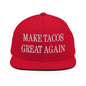 Make Tacos Great Again Embroidered Flat Bill Brim Snapback Hat - Red