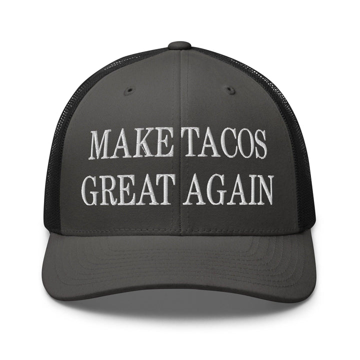 Make Tacos Great Again Embroidered Mesh Trucker Hat - Charcoal/ Black