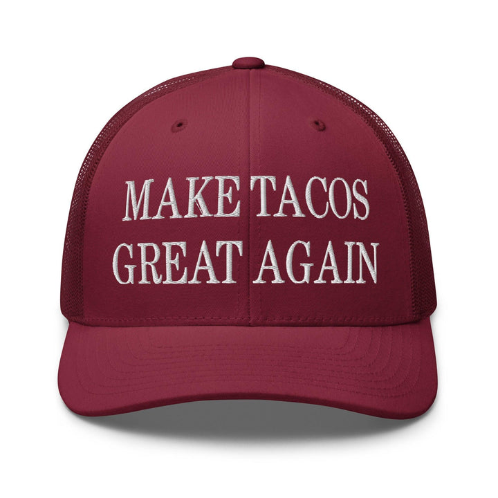 Make Tacos Great Again Embroidered Mesh Trucker Hat - Cranberry