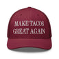 Make Tacos Great Again Embroidered Mesh Trucker Hat - Cranberry