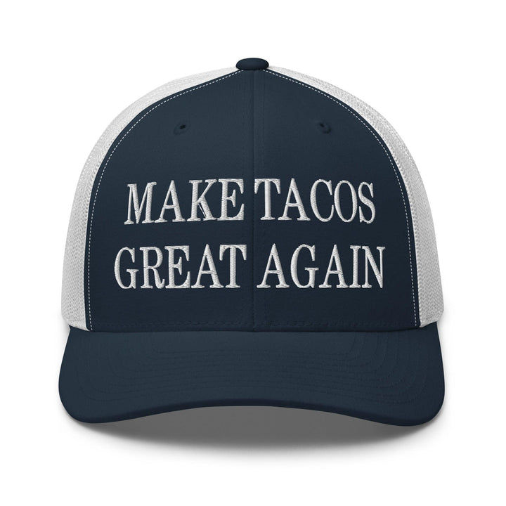 Make Tacos Great Again Embroidered Mesh Trucker Hat - Navy/ White