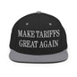 Make Tariffs Great Again Embroidered Flat Bill Brim Snapback Hat - Black/ Silver
