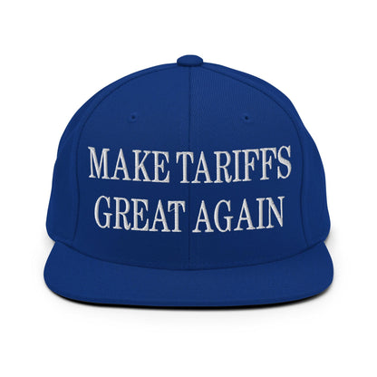 Make Tariffs Great Again Embroidered Flat Bill Brim Snapback Hat - Royal Blue