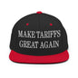 Make Tariffs Great Again Embroidered Flat Bill Brim Snapback Hat - Black/ Red