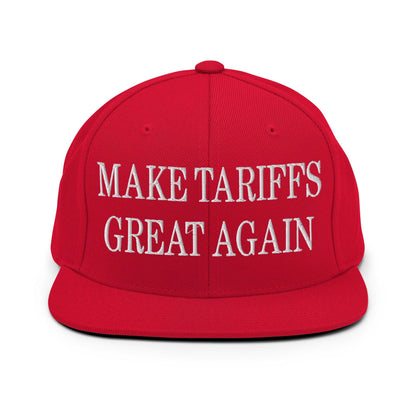 Make Tariffs Great Again Embroidered Flat Bill Brim Snapback Hat - Red