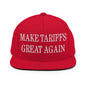 Make Tariffs Great Again Embroidered Flat Bill Brim Snapback Hat - Red