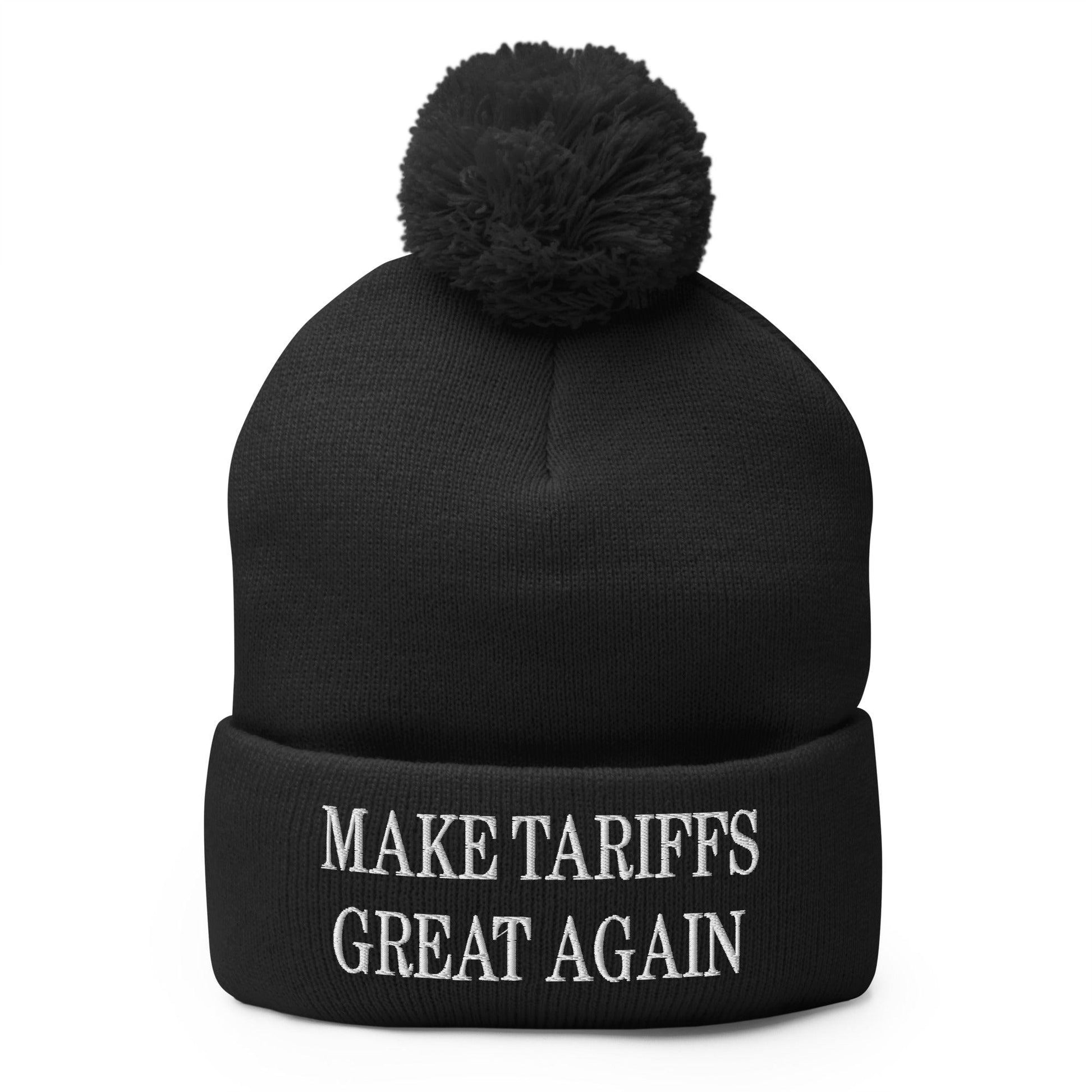 Make Tariffs Great Again Embroidered Knit Pom Beanie - Black