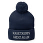 Make Tariffs Great Again Embroidered Knit Pom Beanie - Navy