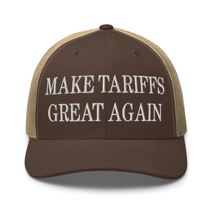 Make Tariffs Great Again Embroidered Mesh Trucker Hat - Brown/ Khaki