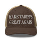 Make Tariffs Great Again Embroidered Mesh Trucker Hat - Brown/ Khaki