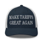 Make Tariffs Great Again Embroidered Mesh Trucker Hat - Navy/ White