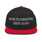 Make Thanksgiving Great Again Embroidered Flat Bill Brim Snapback Hat - Black/ Red