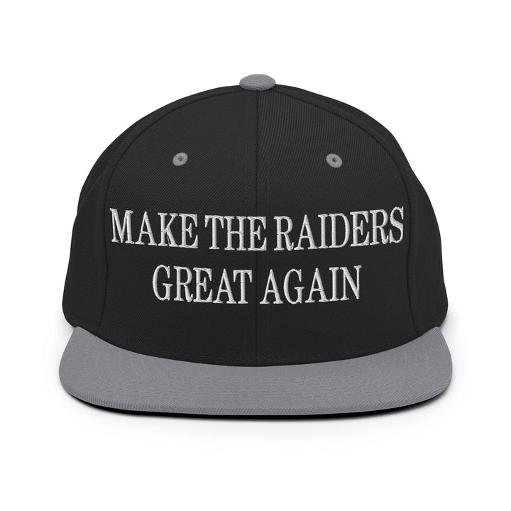 Make Them Great Again Embroidered Flat Bill Brim Snapback Hat - Black/ Silver
