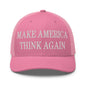 Make Us Think Again Embroidered Mesh Trucker Hat - Pink