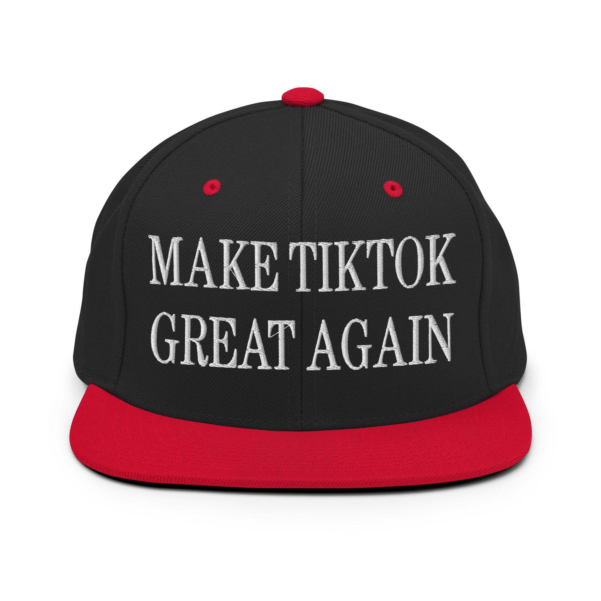Black and red make TikTok great embroidered flat brim snapback hat for stylish wear