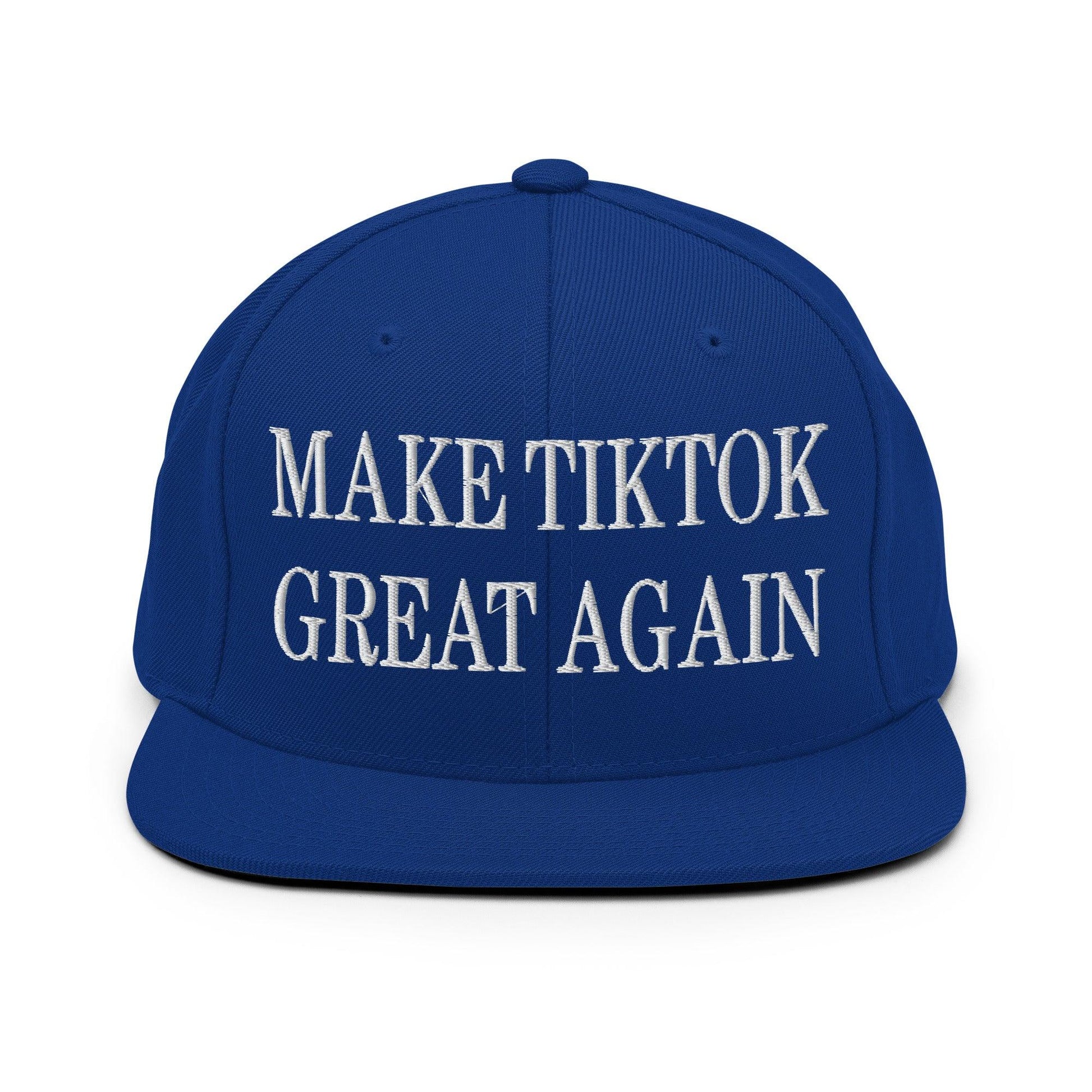 Blue make TikTok great embroidered flat brim snapback hat for stylish streetwear
