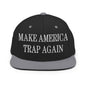 Make Us Trap Again Embroidered Flat Bill Brim Snapback Hat - Black/ Silver