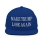 Make Trump Lose Again Embroidered Flat Bill Brim Snapback Hat - Royal Blue
