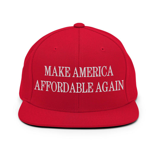 Make Us Affordable Again Embroidered Flat Bill Brim Snapback Hat - Red