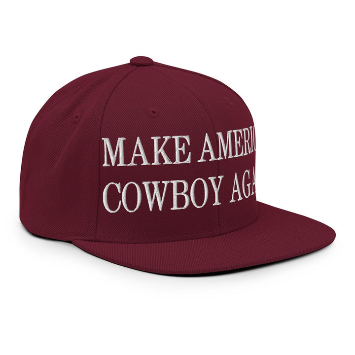 Make Us Cowboy Again Embroidered Flat Bill Brim Snapback Hat