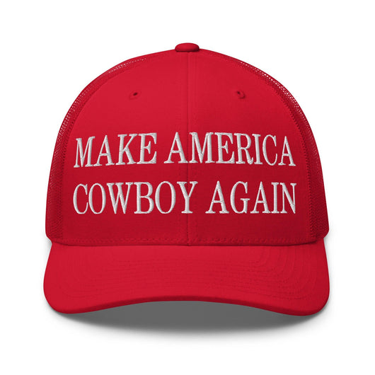 Make Us Cowboy Again Embroidered Mesh Trucker Hat - Red